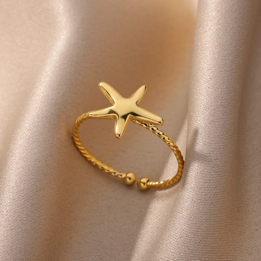 Fashion Beach Vacation Beach Starfish Ring - Dress To Impress