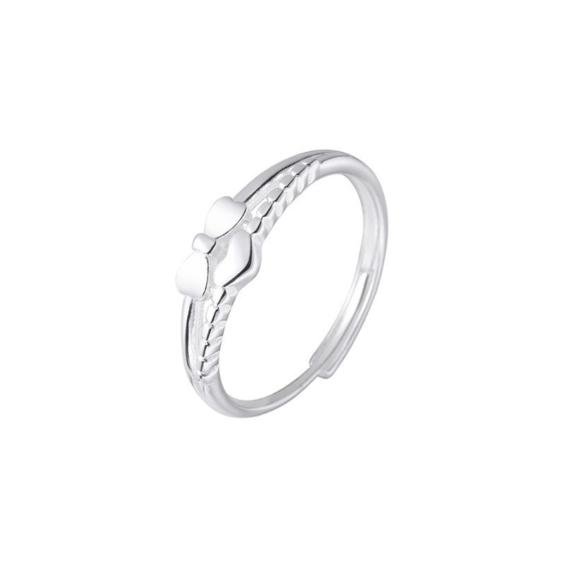 Sterling Silver Bow Love Heart-shaped Ring Women - Dress To Impress