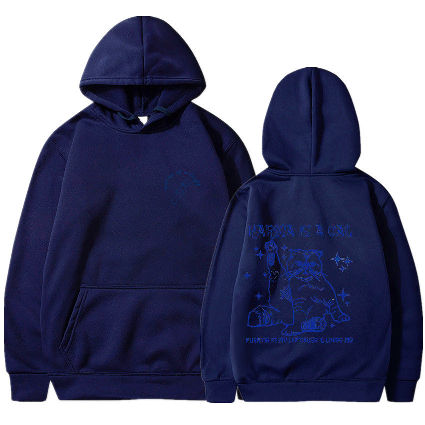 Cartoon Printed Men And Women Couple Velvet Padded Hooded Sweatshirt - Dress To Impress