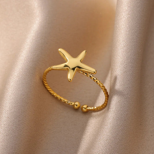 Fashion Beach Vacation Beach Starfish Ring - Dress To Impress