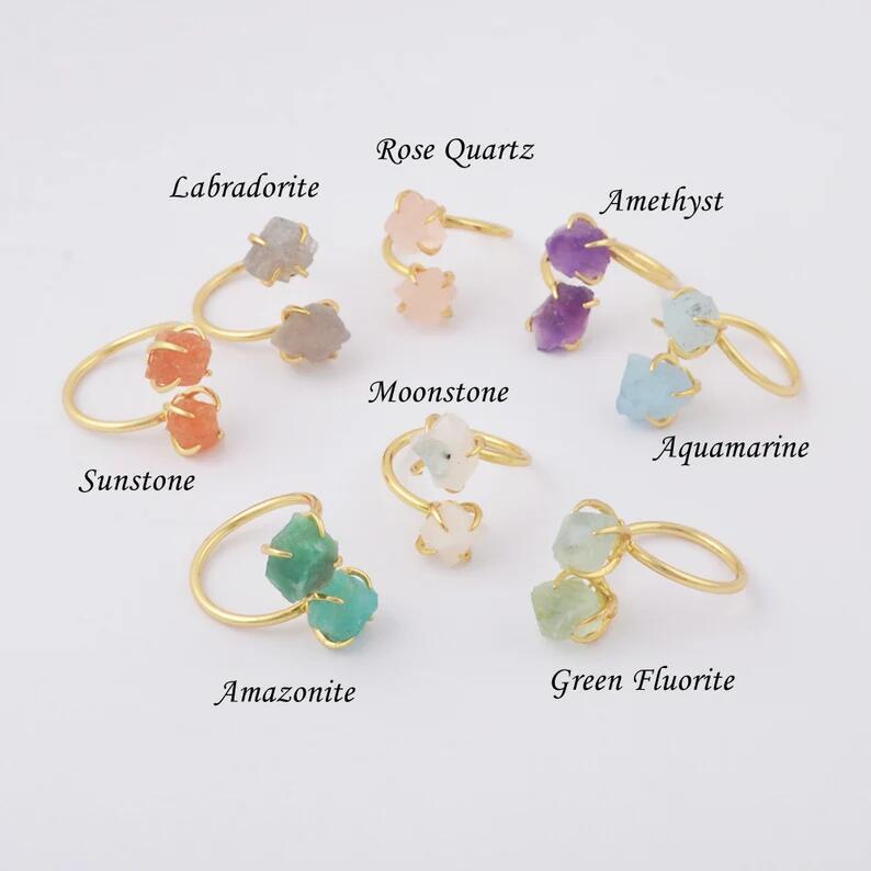 Simple Style Natural Stone Multi-color Adjustable Size Ring - Dress To Impress