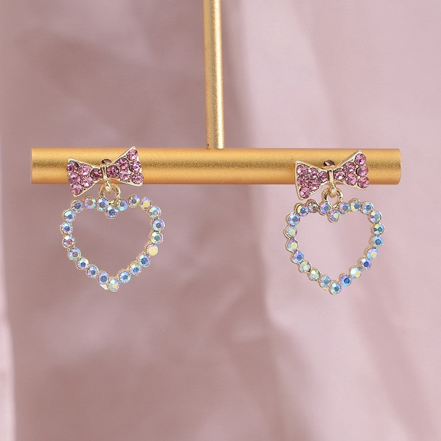 Hollow Out Heart-shaped Bow Earrings, Niche Design, Heart-shaped Earrings, High-end, Light Luxury Earrings - Dress To Impress