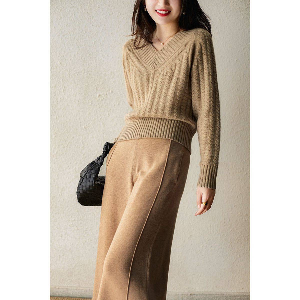 Soft Glutinous Twist Autumn And Winter Lazy Style Loose V-neck Sweater - Dress To Impress