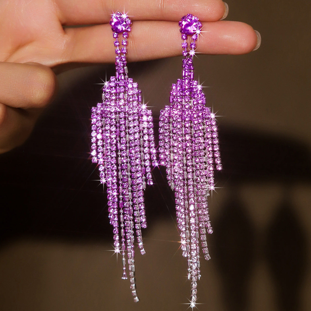 Rhinestone Tassel Earrings