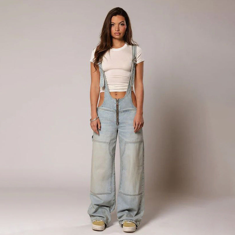 Denim Overalls Suspender Jumpsuit