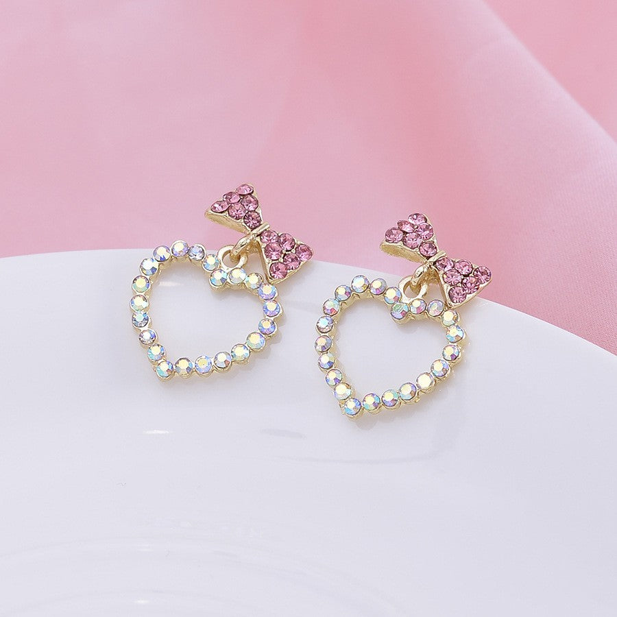 Hollow Out Heart-shaped Bow Earrings, Niche Design, Heart-shaped Earrings, High-end, Light Luxury Earrings - Dress To Impress