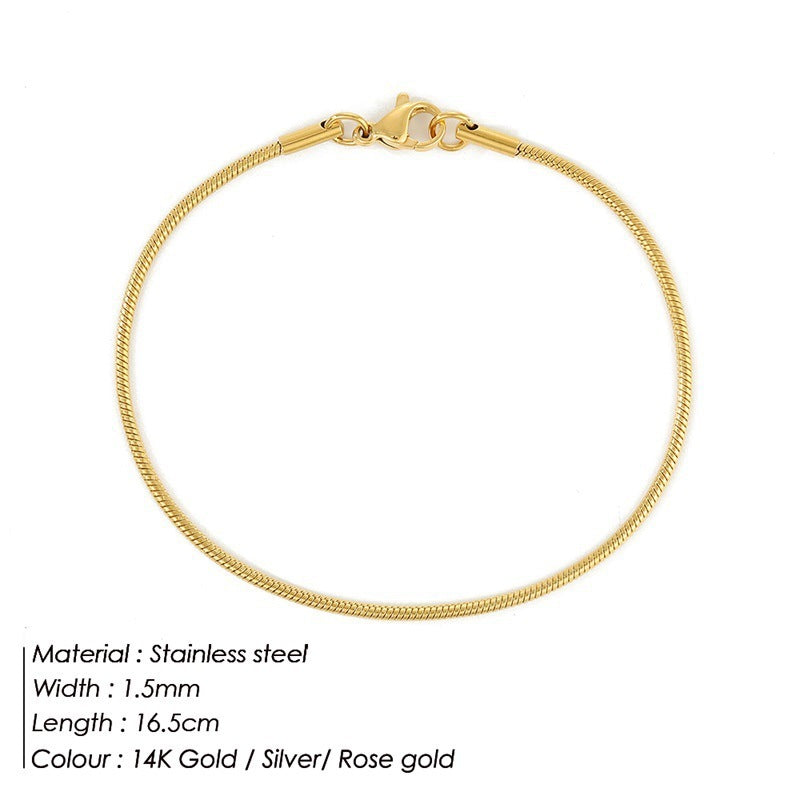 Korean Fashion Stainless Steel Round Snake Bracelet - Dress To Impress