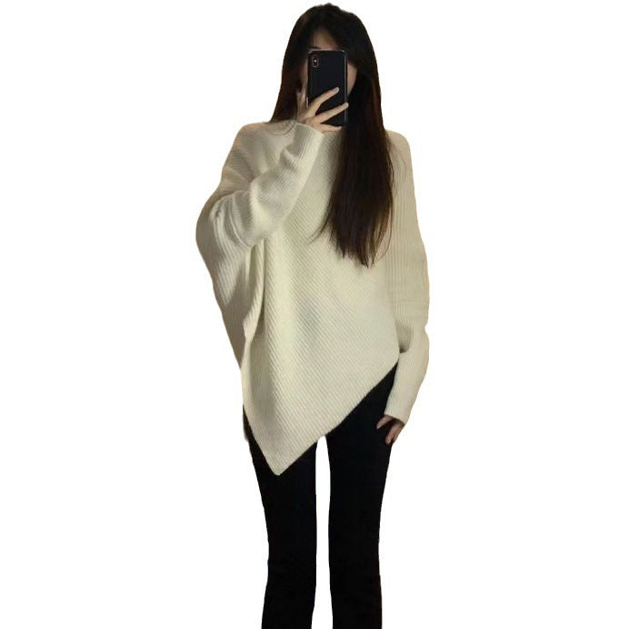 Irregular Design Turtleneck Sweater Women's Pullover - Dress To Impress