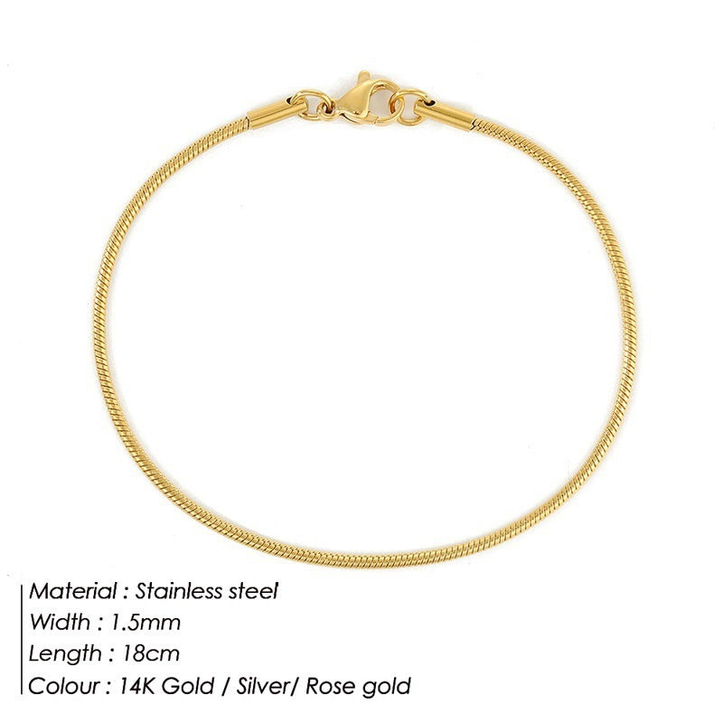 Korean Fashion Stainless Steel Round Snake Bracelet - Dress To Impress