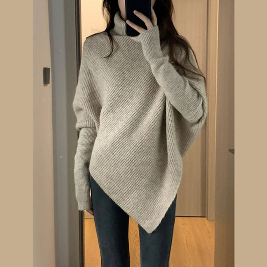 Irregular Design Turtleneck Sweater Women's Pullover - Dress To Impress