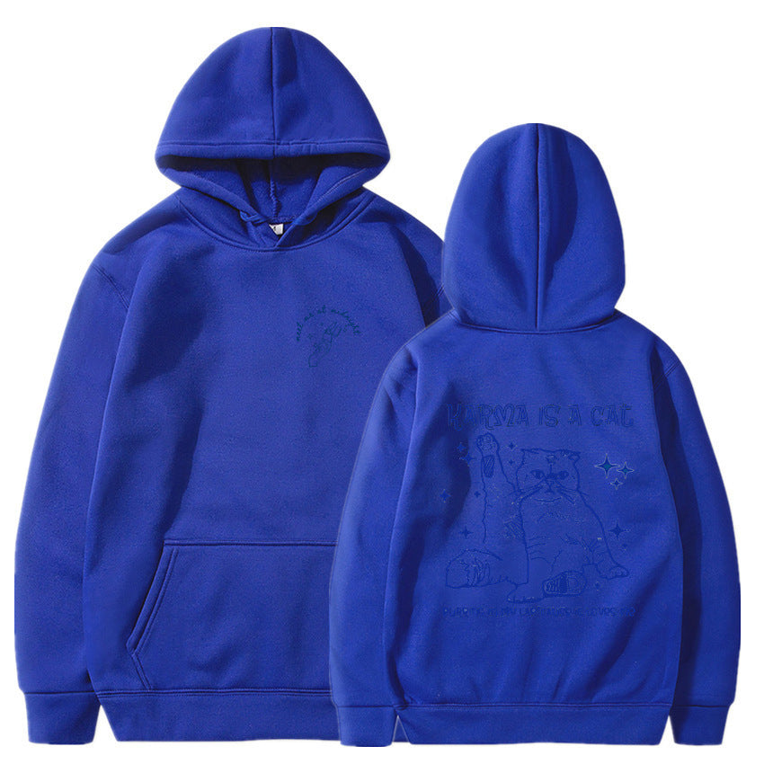 Cartoon Printed Men And Women Couple Velvet Padded Hooded Sweatshirt - Dress To Impress