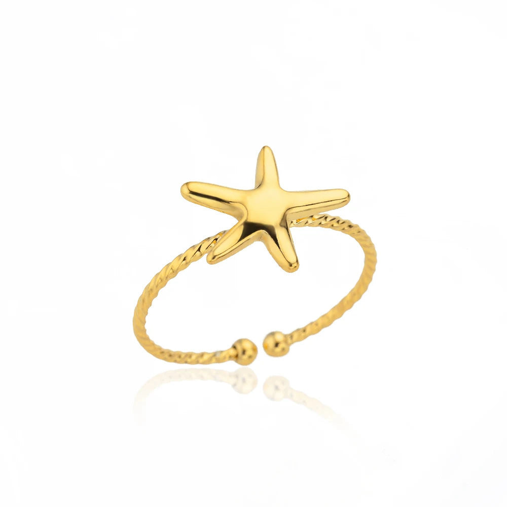 Fashion Beach Vacation Beach Starfish Ring - Dress To Impress