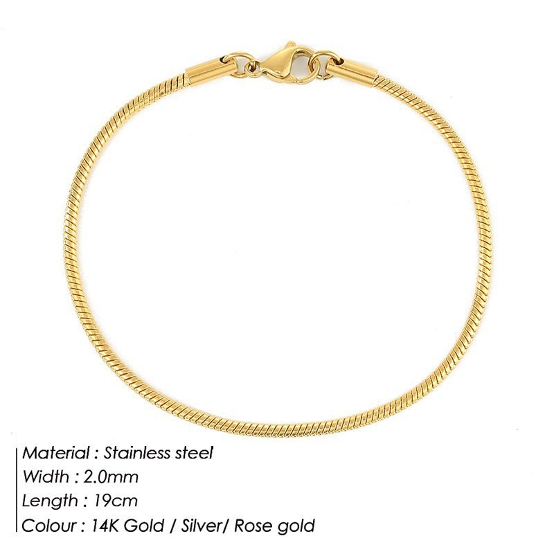 Korean Fashion Stainless Steel Round Snake Bracelet - Dress To Impress