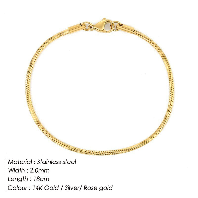 Korean Fashion Stainless Steel Round Snake Bracelet - Dress To Impress