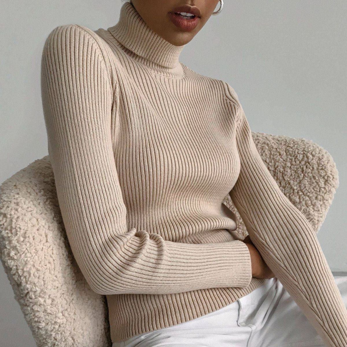 Women's Knitwear Turtleneck Pullover - Dress To Impress