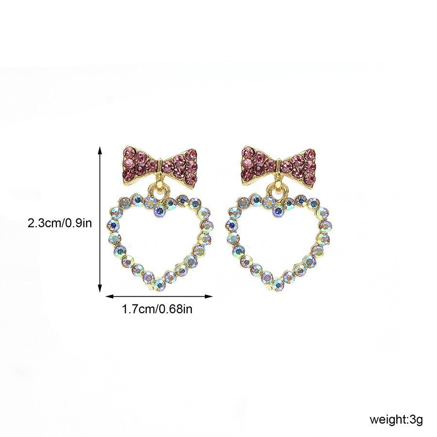 Hollow Out Heart-shaped Bow Earrings, Niche Design, Heart-shaped Earrings, High-end, Light Luxury Earrings - Dress To Impress