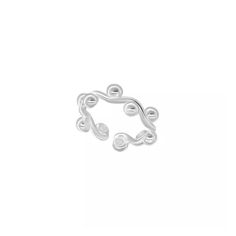 Sterling Silver Round Beads Wave Ring For Women - Dress To Impress