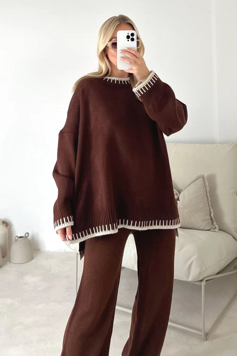 Autumn And Winter Fashion Solid Color Casual Loose Two-piece Suit Women - Dress To Impress